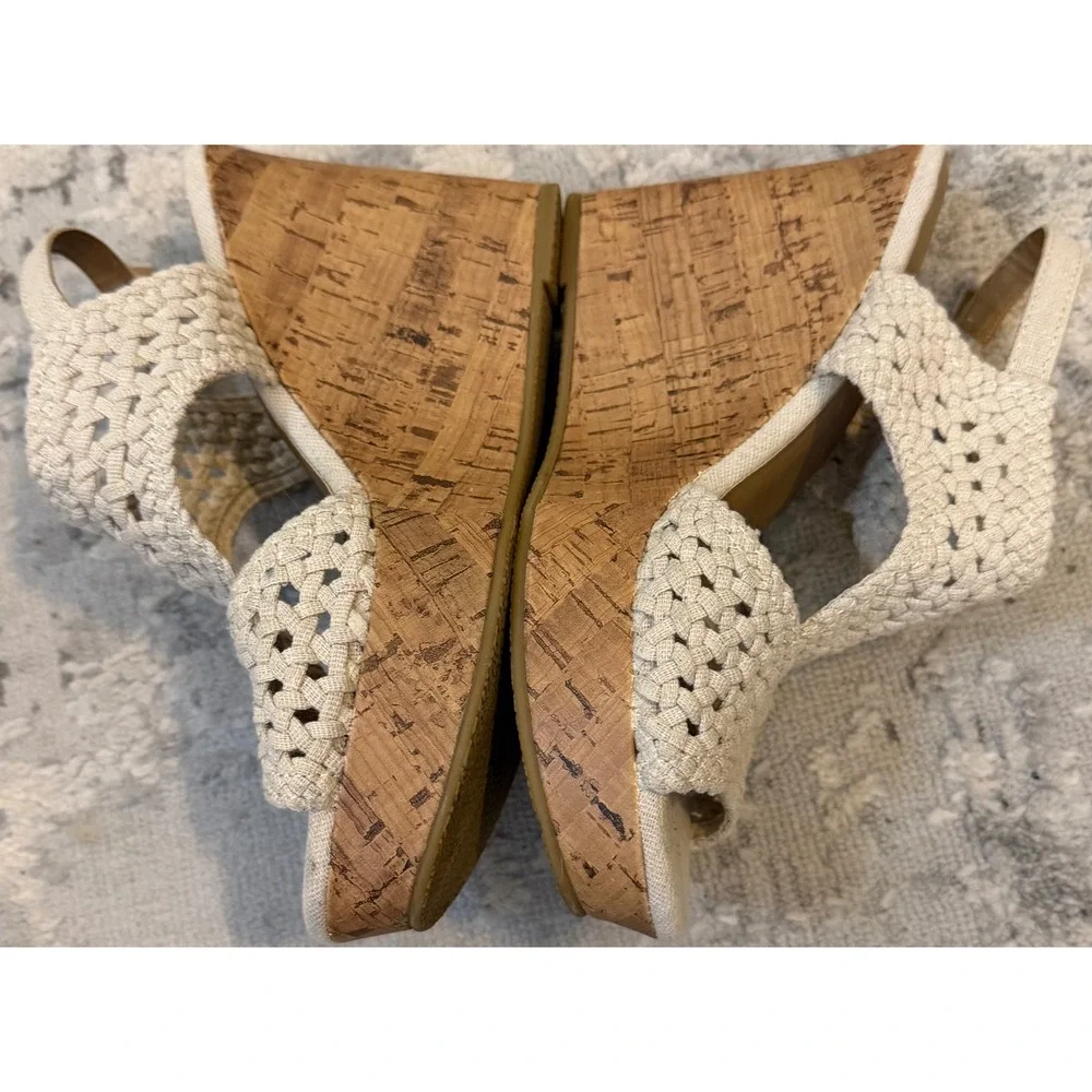 Cream Woven Cork Wedge Sandals Slingback 6.5 Altar'd State
